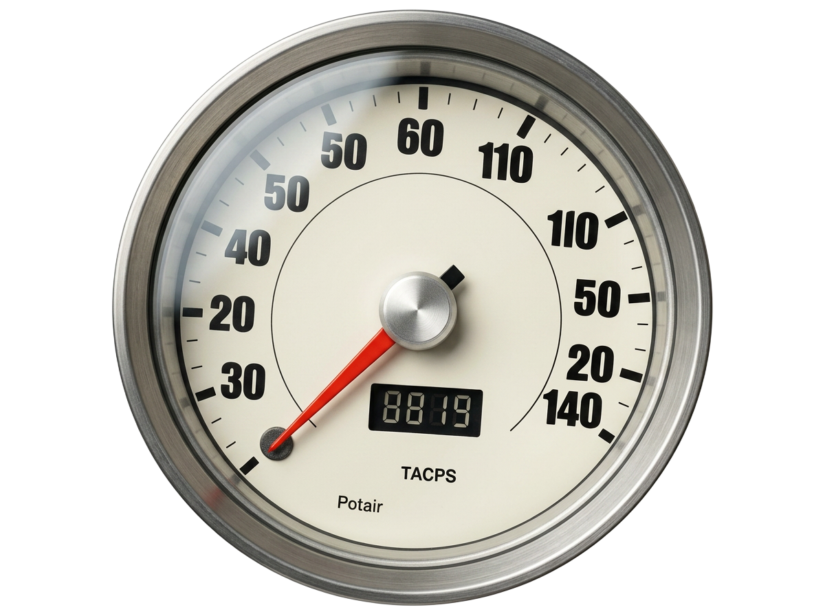 Macro photograph of a vintage analog speedometer dial